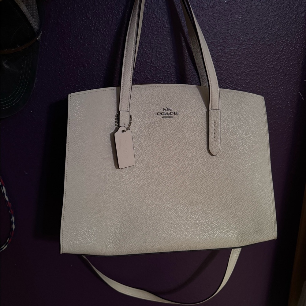 Coach Cream Leather Tote Bag